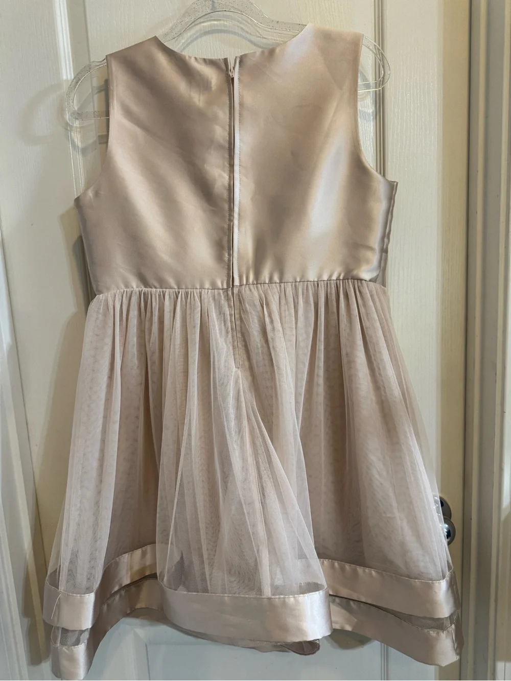 Speechless Girls' Satin & Tulle Dress in Champagne Blush